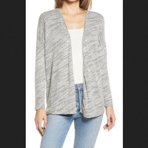 Bobeau Grey Zebra Hacci Open Cardigan Size XS‎